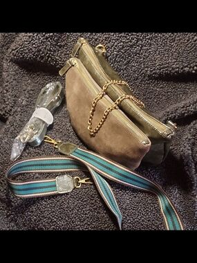 by Anthropologie Suede and Faux Leather bag. Clare V style.